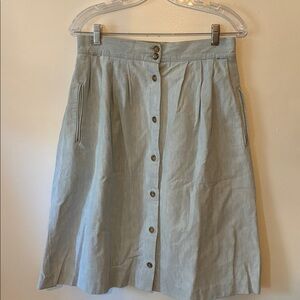 Vintage Light Wash Denim Button Down A Line Skirt